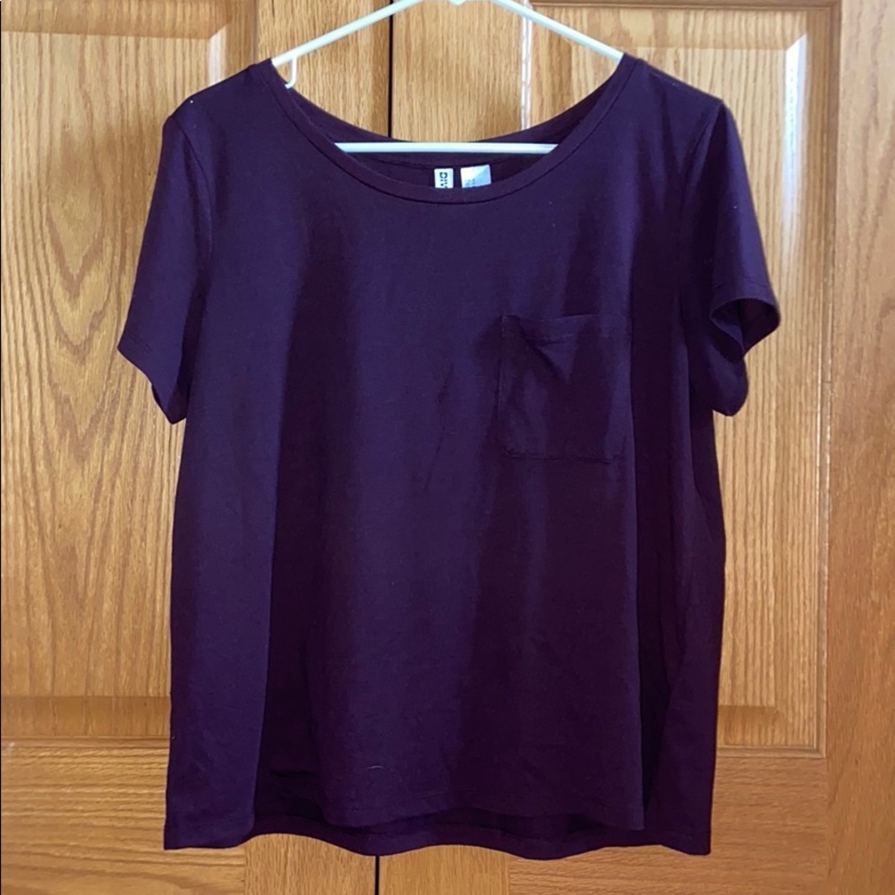 H&M WOMENS DARK PURPLE SHORT SLEEVE TOP